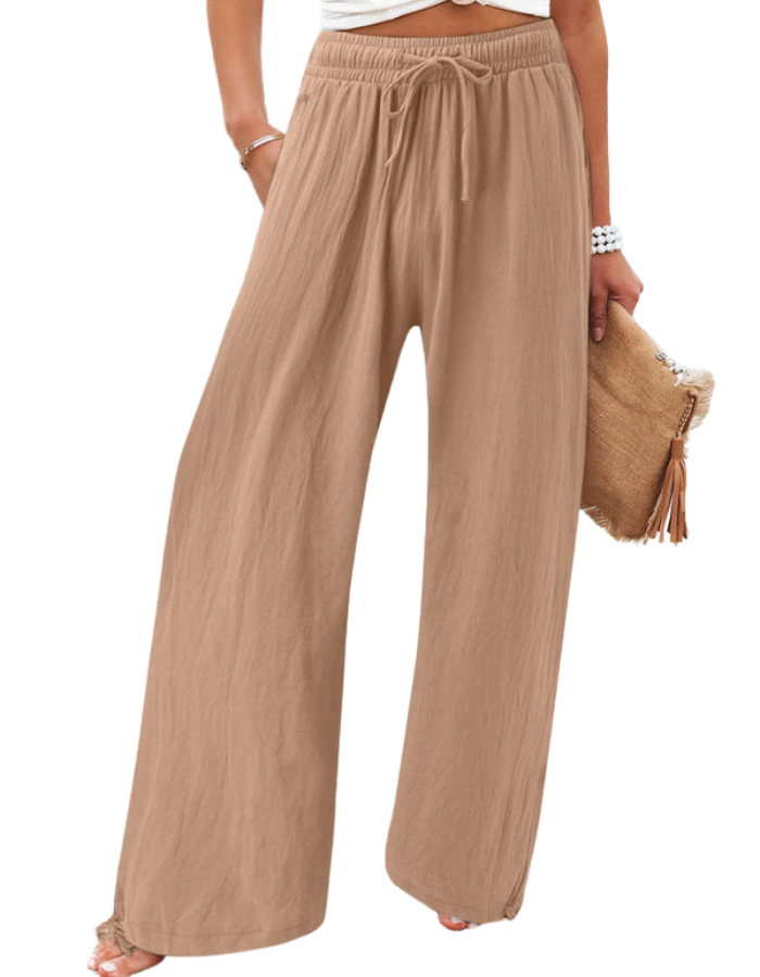 SHOPIQAT Elastic Casual Solid Colour Wide Leg Trousers - Premium from shopiqat - Just $7.100! Shop now at shopiqat